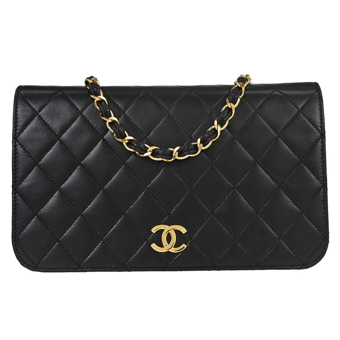 Chanel Full Flap Small Pushlock in Pelle di Agnello Nero Vintage