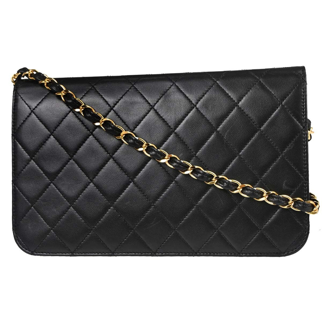 Chanel Full Flap Small Pushlock in Pelle di Agnello Nero Vintage