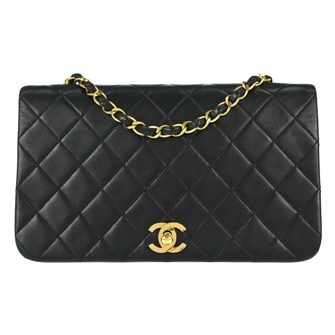 Chanel Full Flap Small Turnlock in Pelle di Agnello Nero Vintage