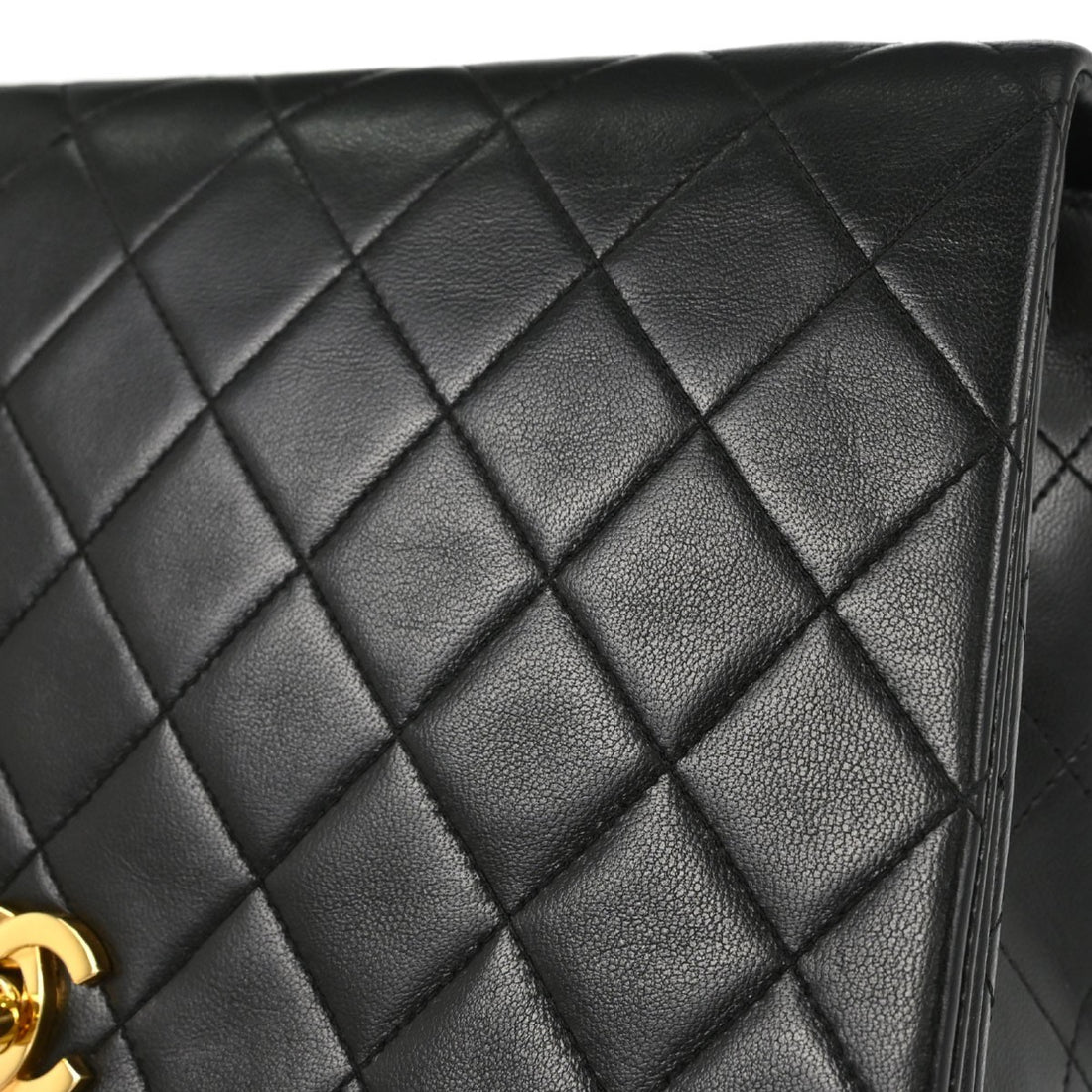 Chanel Full Flap Small Turnlock in Pelle di Agnello Nero Vintage