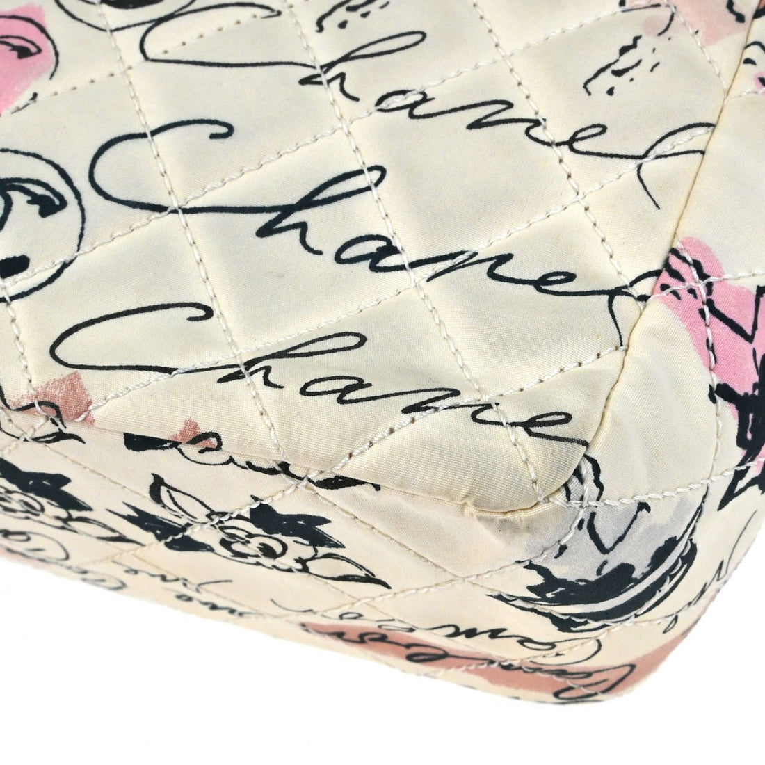 Chanel Graffiti Rue Cambon Camelia in Tela Bianco Vintage