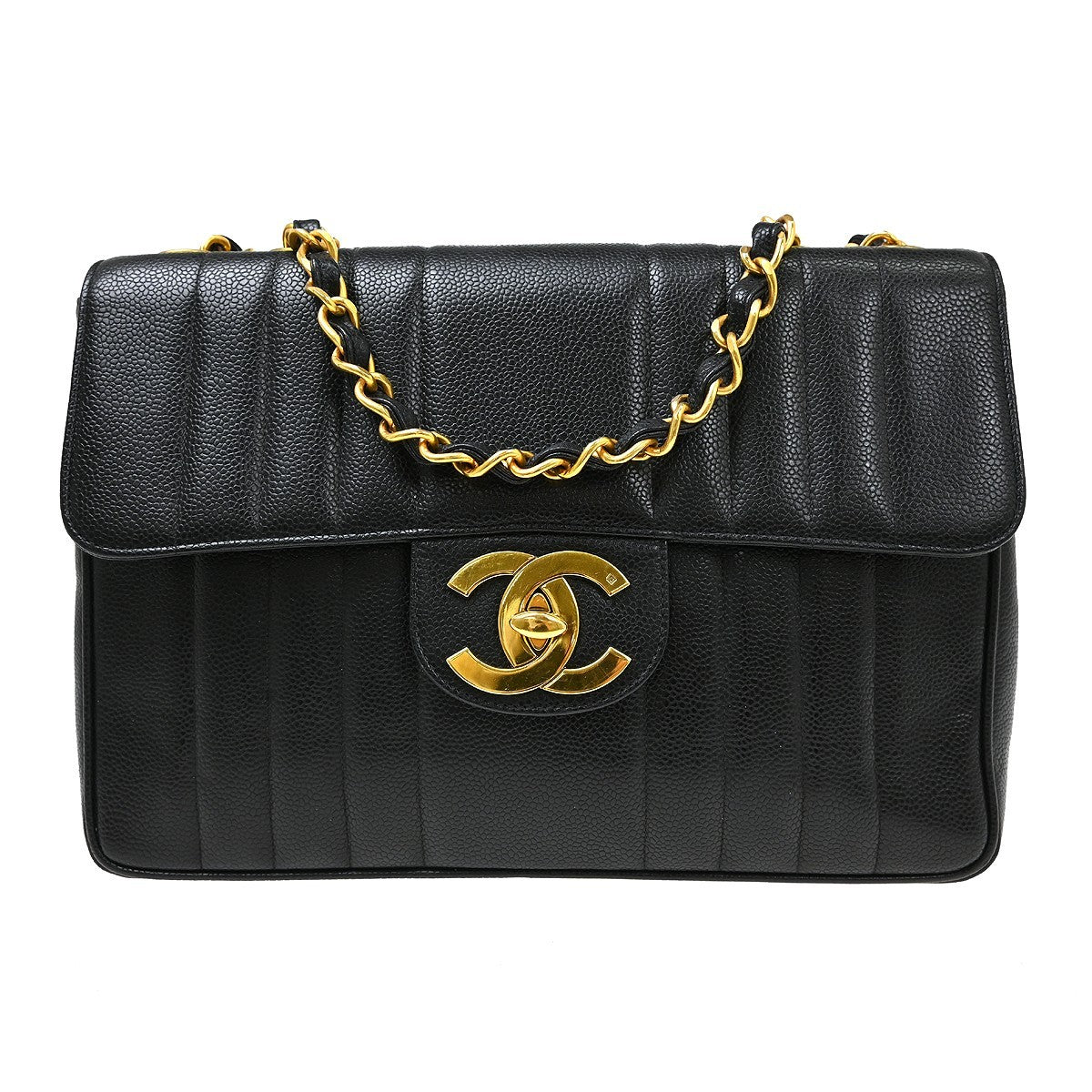 Chanel Jumbo Classic Flap Mademoiselle in Pelle di Vitello Nera Vintage – foto 1