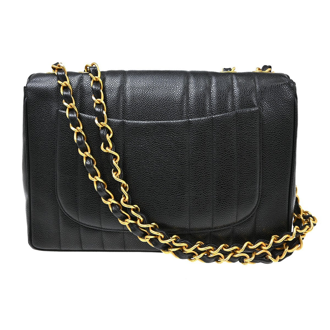 Chanel Jumbo Classic Flap Mademoiselle in Pelle di Vitello Nera Vintage