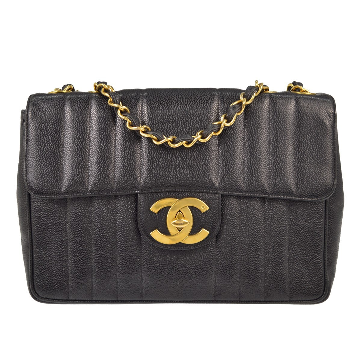 Chanel Mademoiselle Jumbo in Pelle di Vitello Nero Vintage