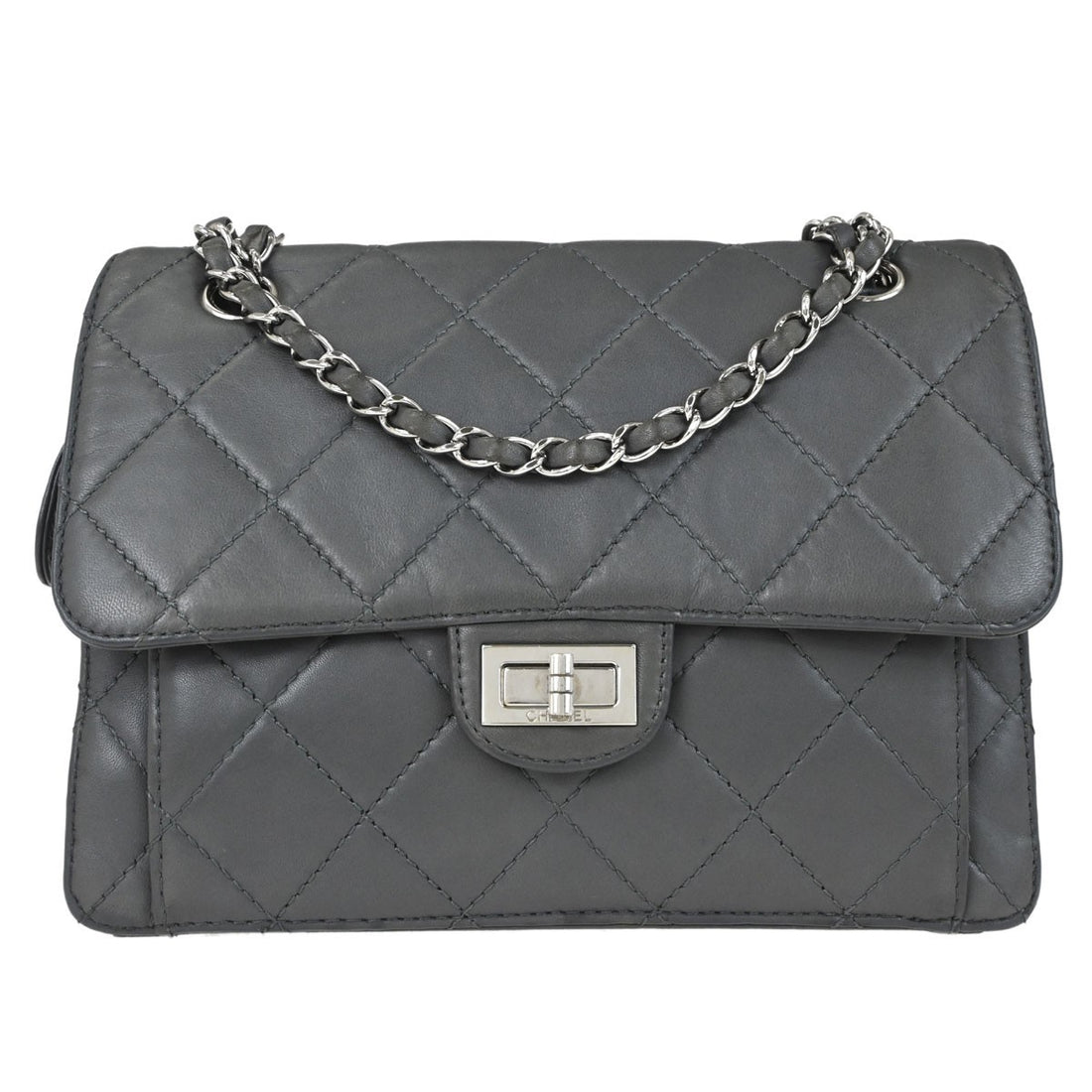 Chanel Mademoiselle Lock Reissue Flap in Pelle di Agnello Grigio Vintage