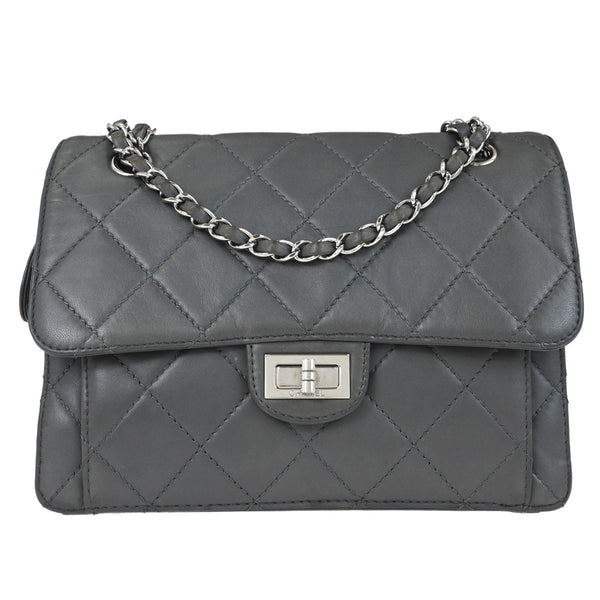 Chanel Mademoiselle Lock Reissue Flap in Pelle di Agnello Grigio Vintage