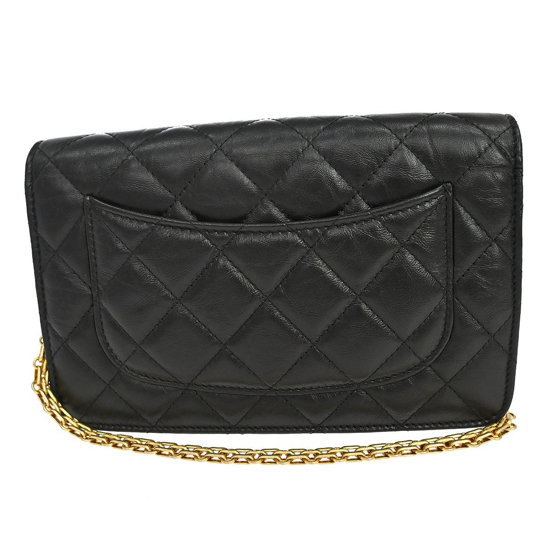 Chanel Mademoiselle Lock Wallet on Chain in Pelle di Agnello Nero Vintage