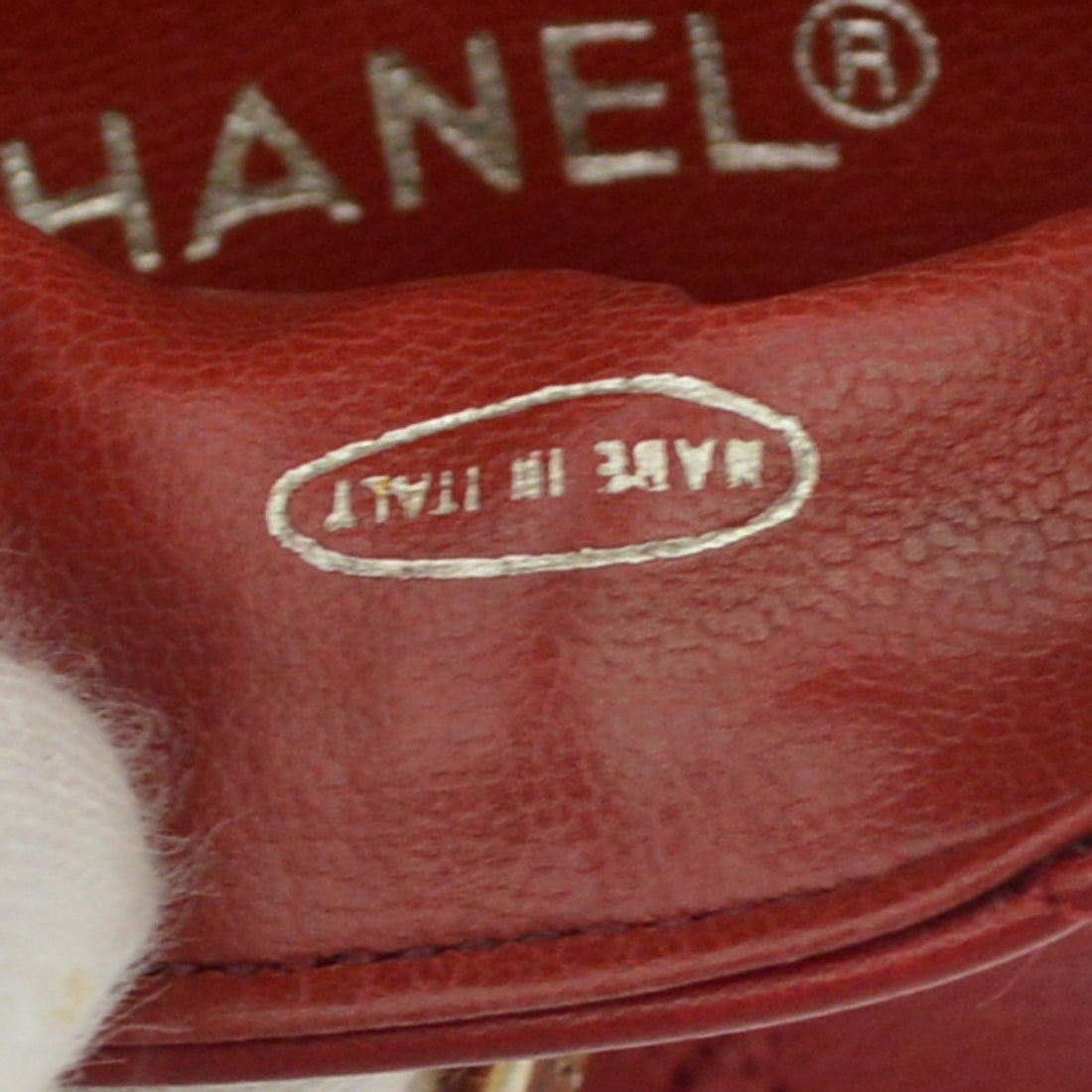 Chanel Marsupio con Catena in Pelle di Agnello Rosso Vintage