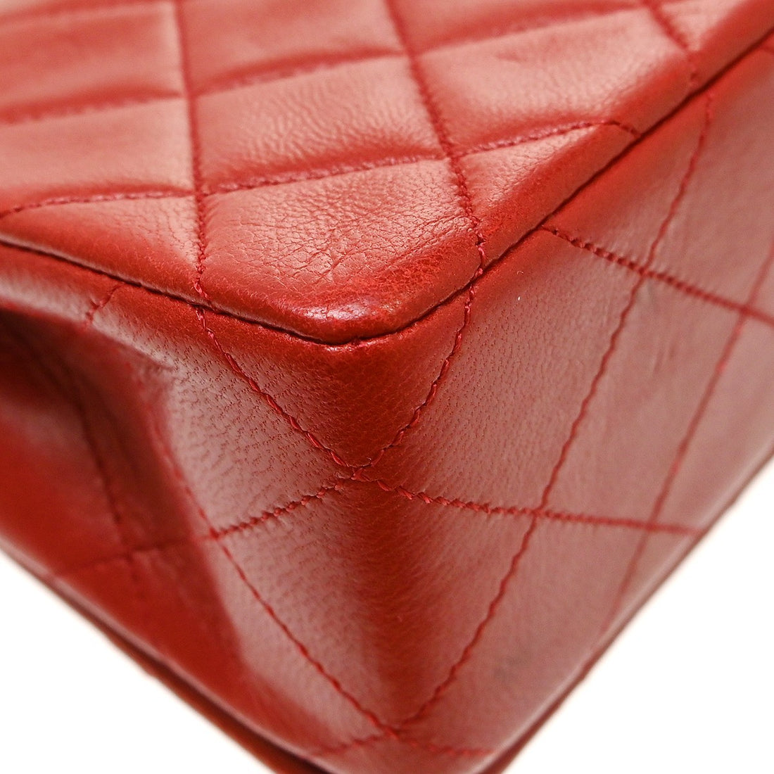 Chanel Mini Full Flap Turnlock in Pelle di Agnello Rosso Vintage