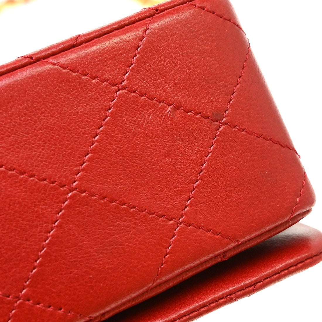 Chanel Mini Full Flap Turnlock in Pelle di Agnello Rosso Vintage