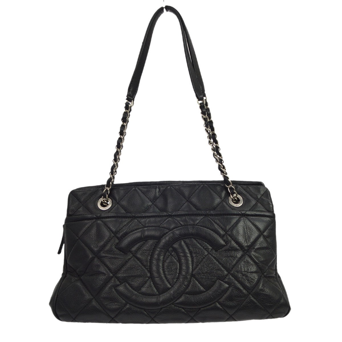 Chanel Petite Shopping Tote in Pelle di Vitello Nero Vintage