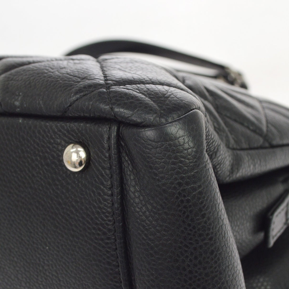 Chanel Petite Shopping Tote in Pelle di Vitello Nero Vintage