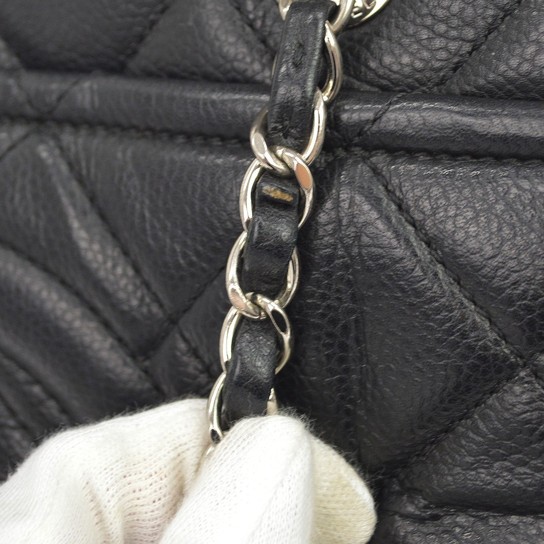 Chanel Petite Shopping Tote in Pelle di Vitello Nero Vintage