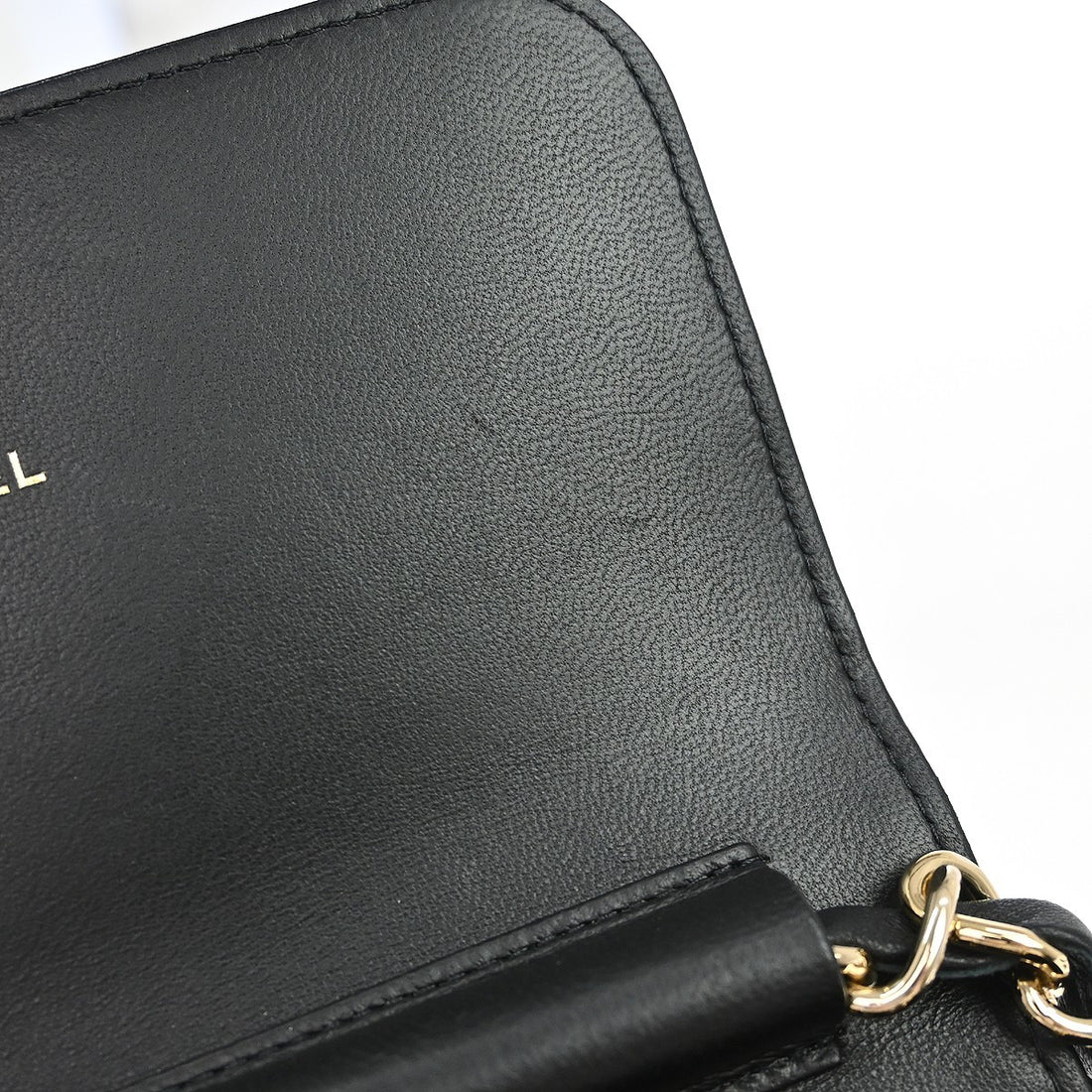 Chanel Phone Case con Catena in Pelle di Agnello Nero Vintage