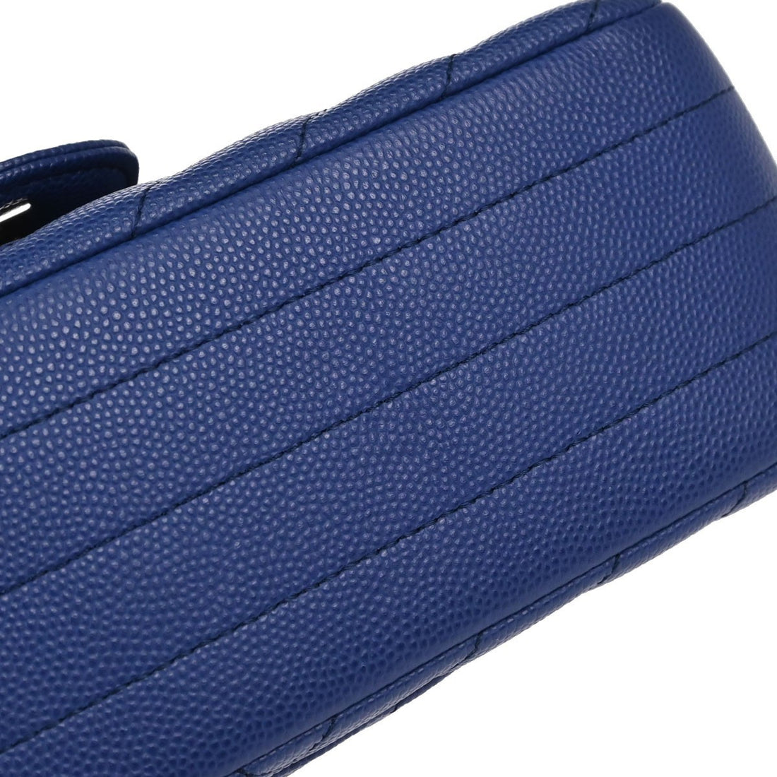 Chanel Single Flap Chevron in Pelle Caviar Blu Vintage