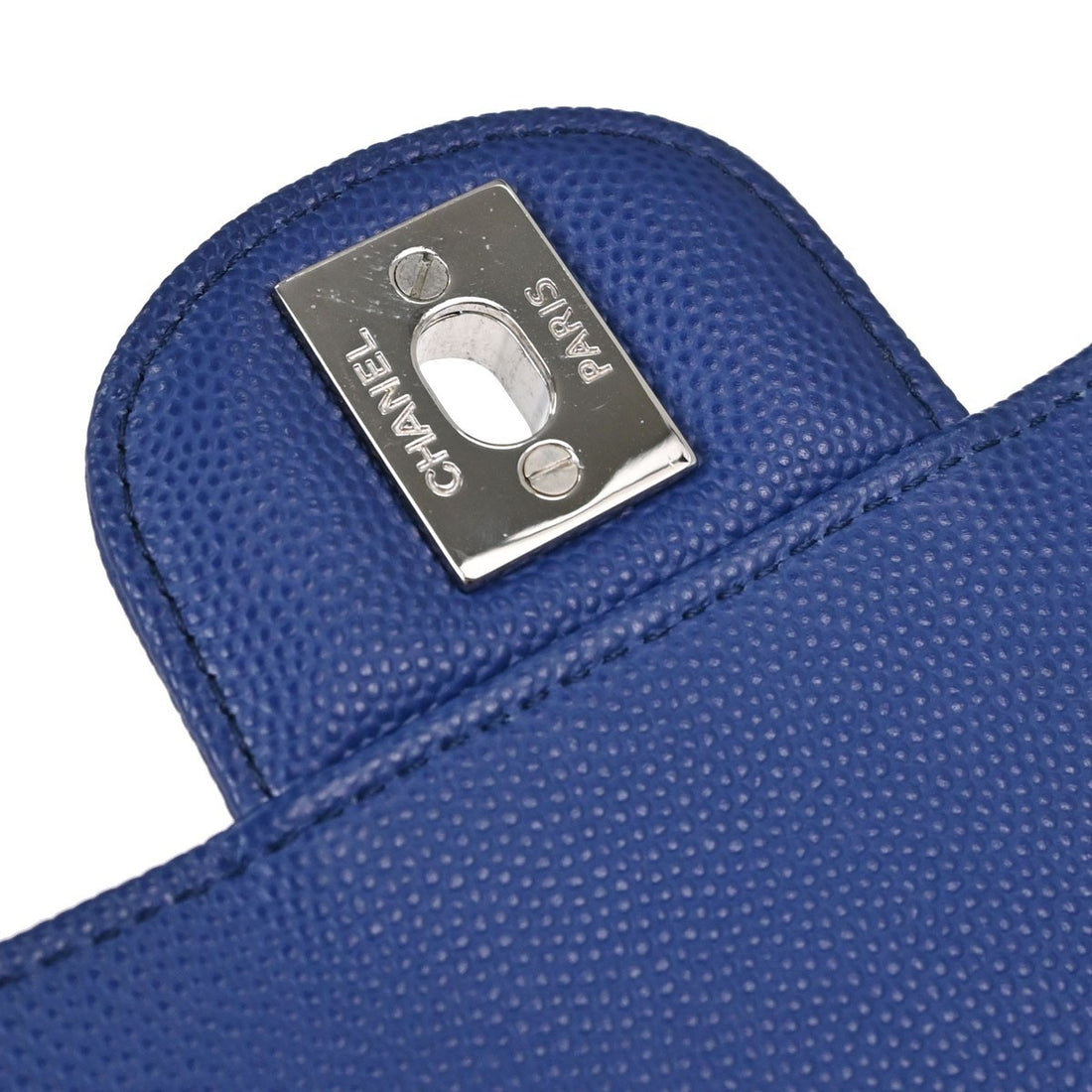 Chanel Single Flap Chevron in Pelle Caviar Blu Vintage