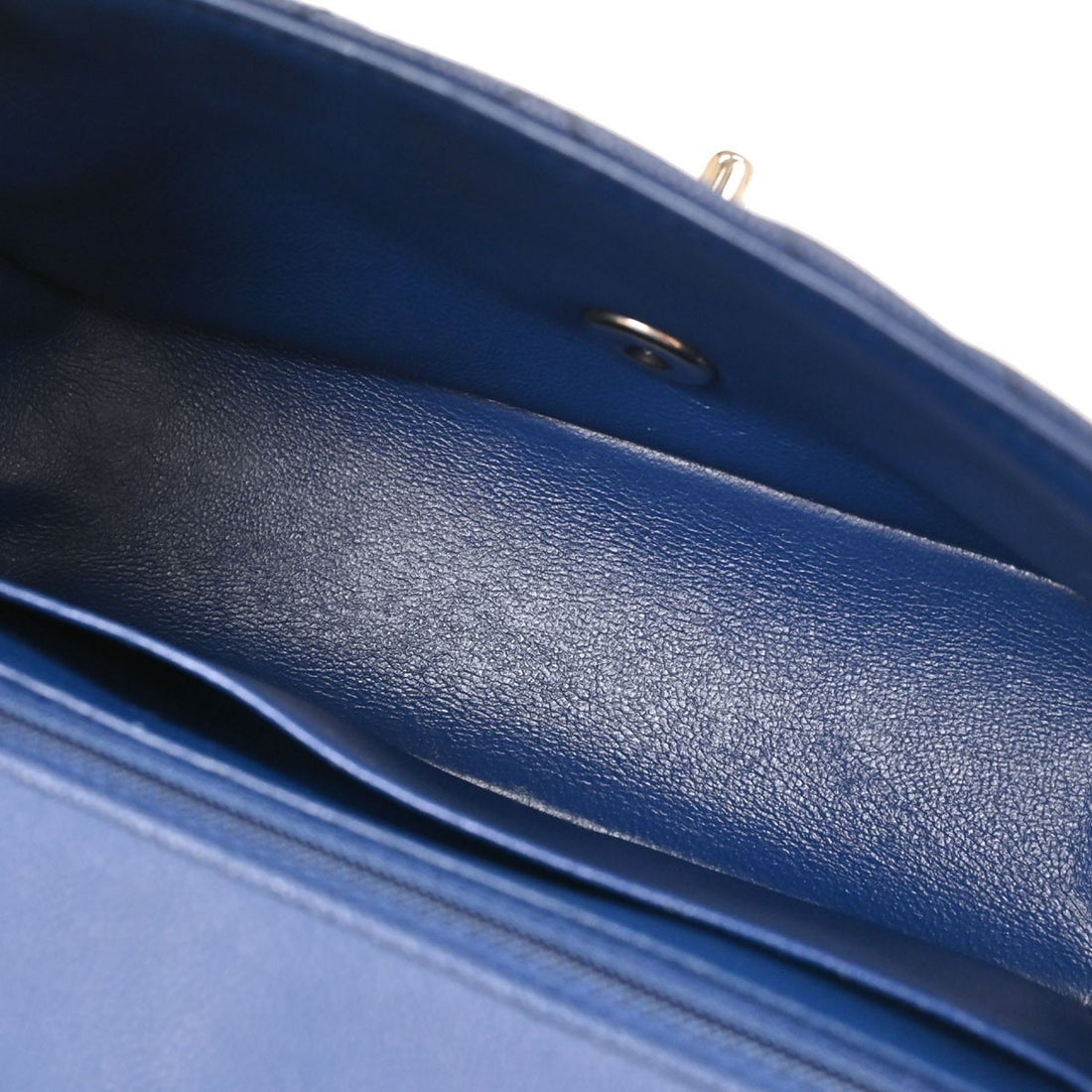 Chanel Single Flap Chevron in Pelle Caviar Blu Vintage