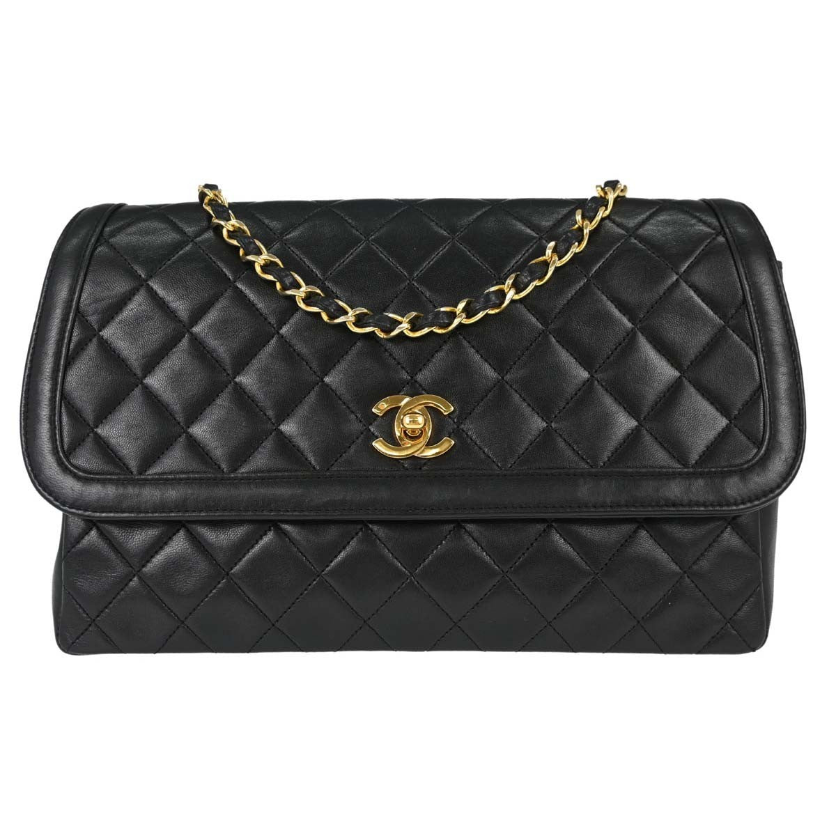 Chanel Single Flap in Pelle di Agnello Nero Vintage