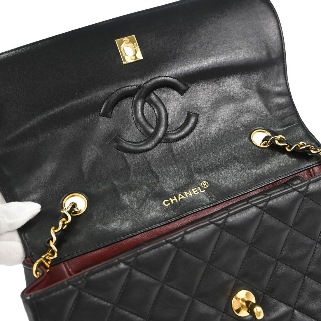 Chanel Single Flap in Pelle di Agnello Nero Vintage