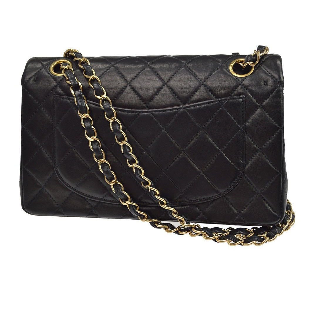Chanel Black Lambskin Small Classic Double Flap Shoulder Bag Vintage
