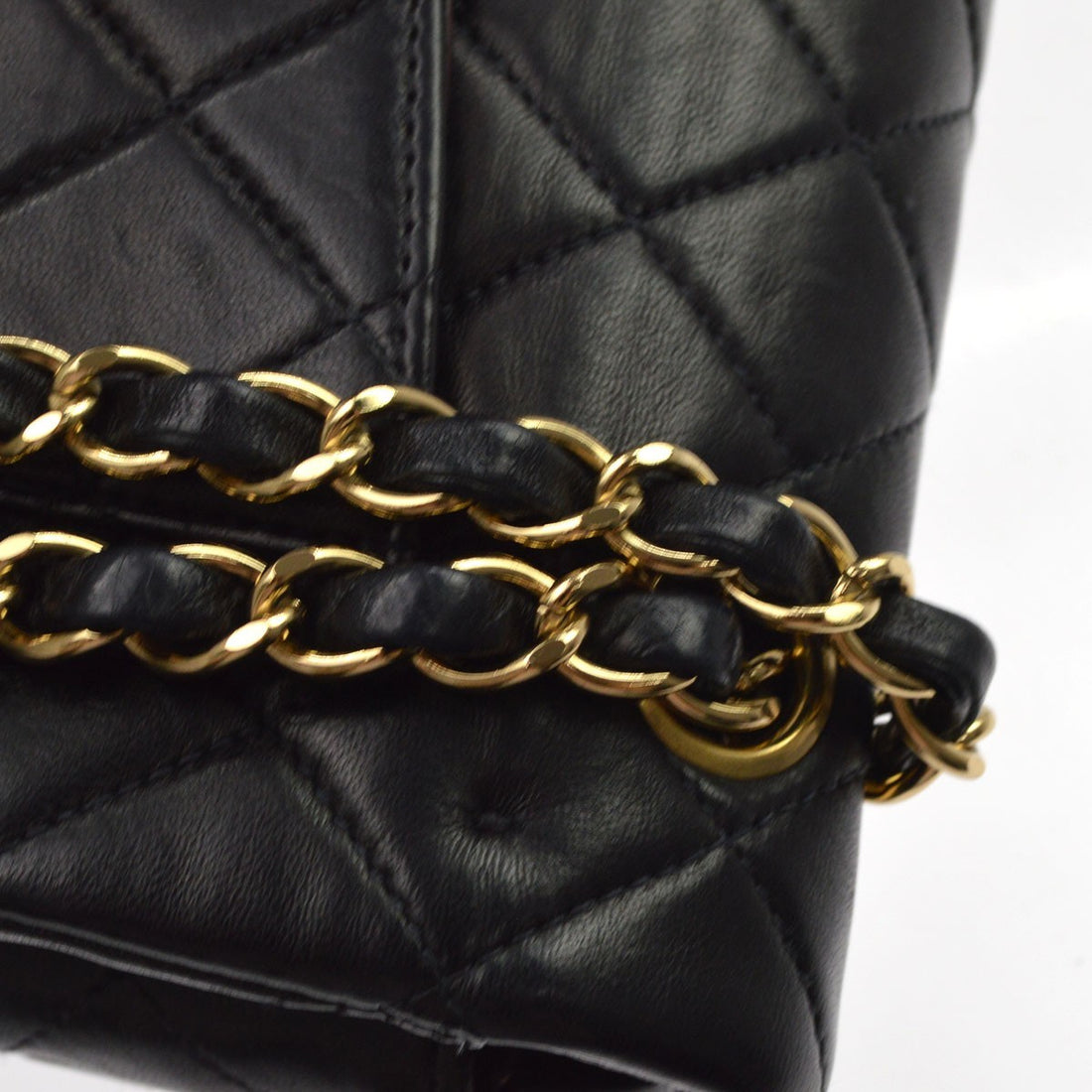 Chanel Black Lambskin Small Classic Double Flap Shoulder Bag Vintage