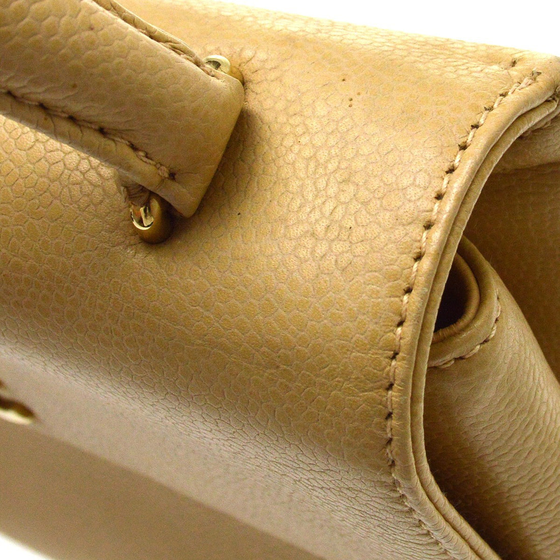 Chanel Top Handle in Pelle di Vitello Beige Vintage