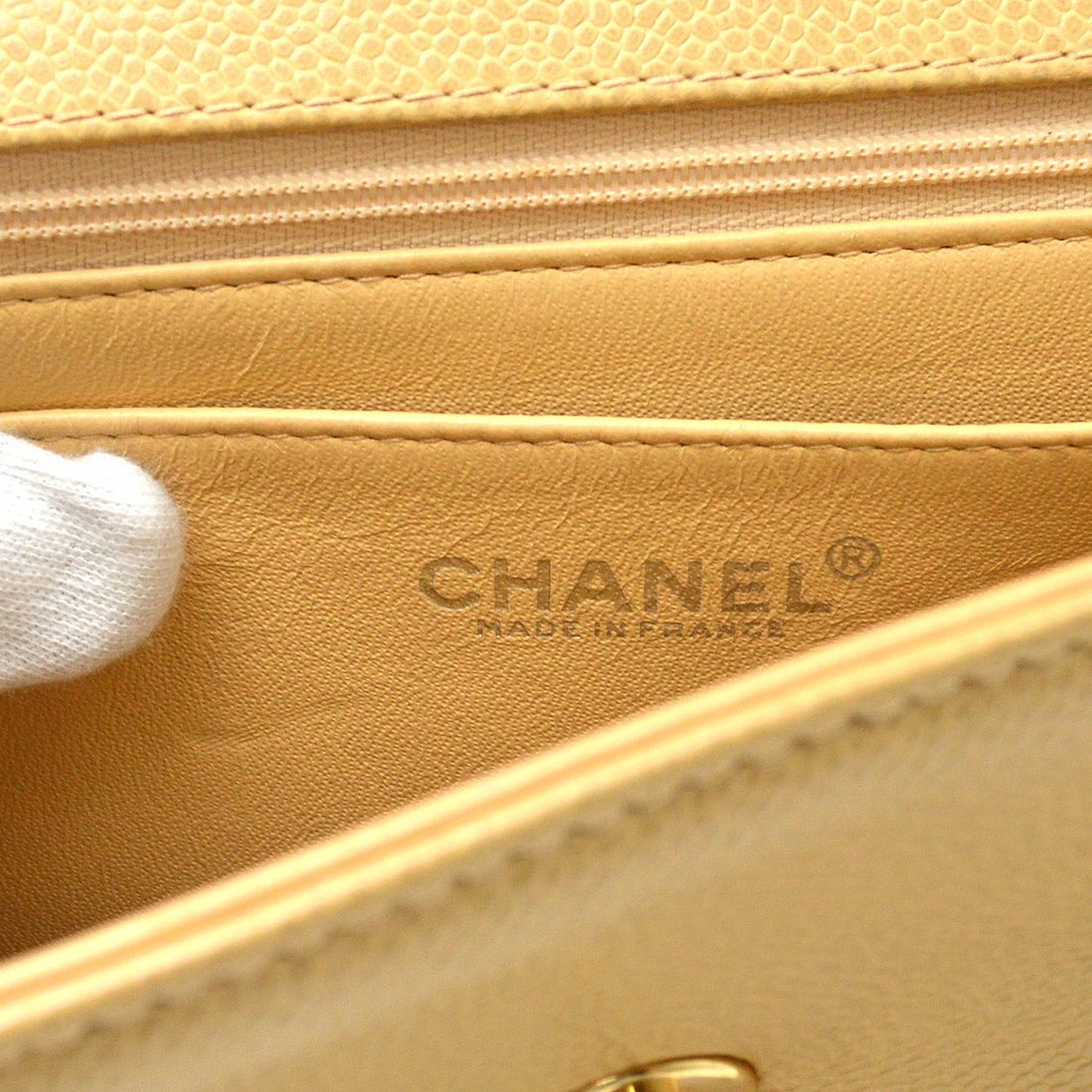 Chanel Top Handle in Pelle di Vitello Beige Vintage