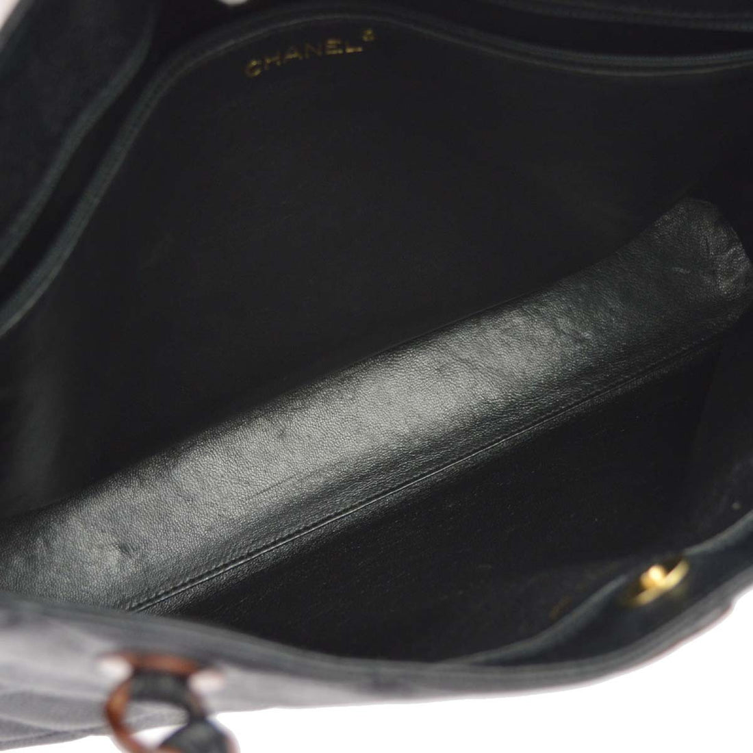 Chanel Tote con Catena in Pelle Caviar Nera Vintage