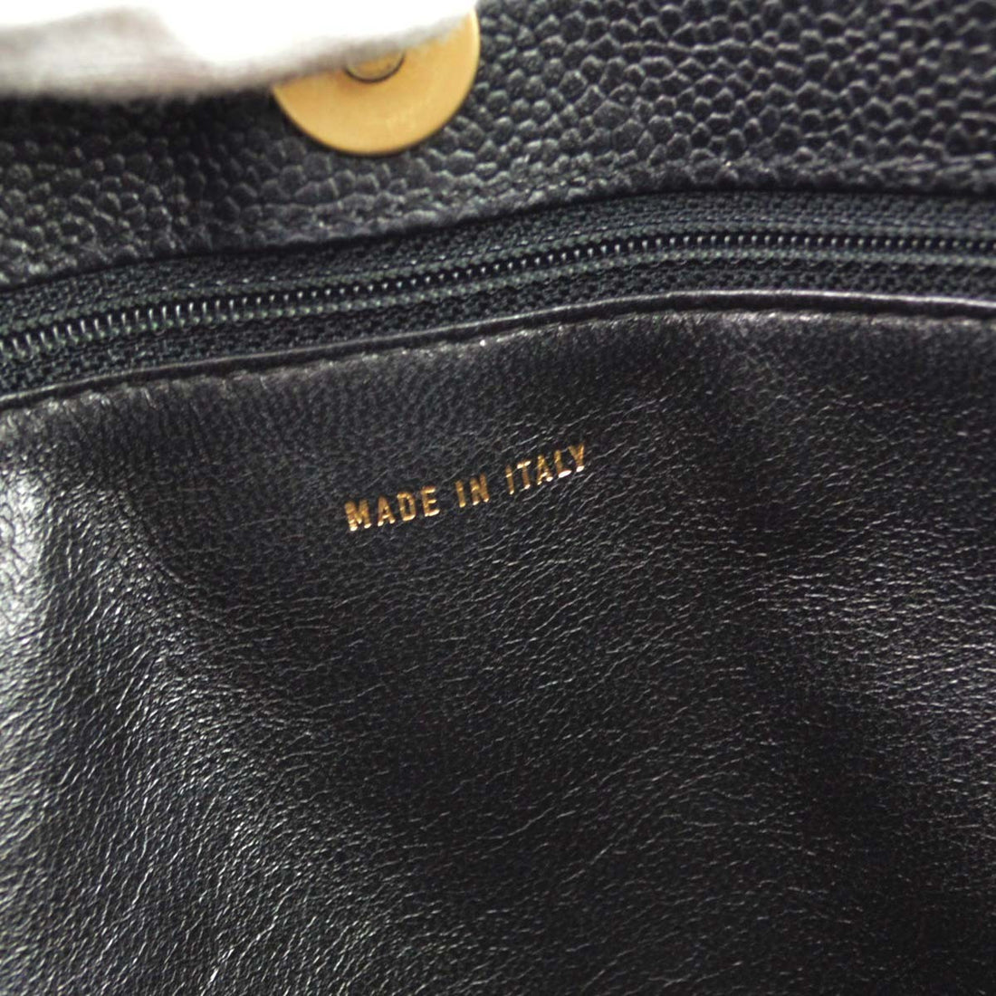 Chanel Tote con Catena in Pelle Caviar Nera Vintage