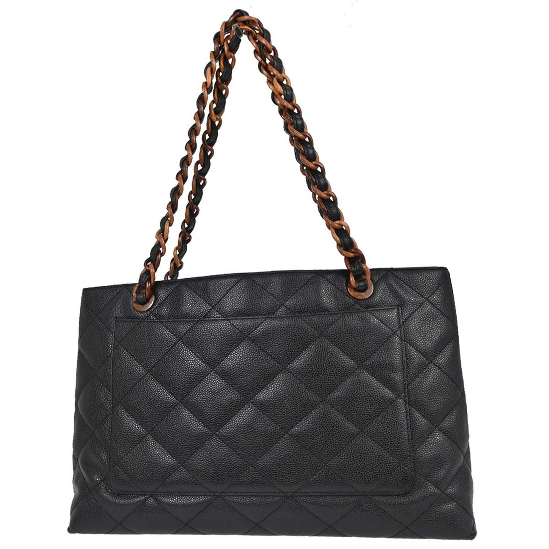Chanel Tote con Catena in Pelle Caviar Nera Vintage