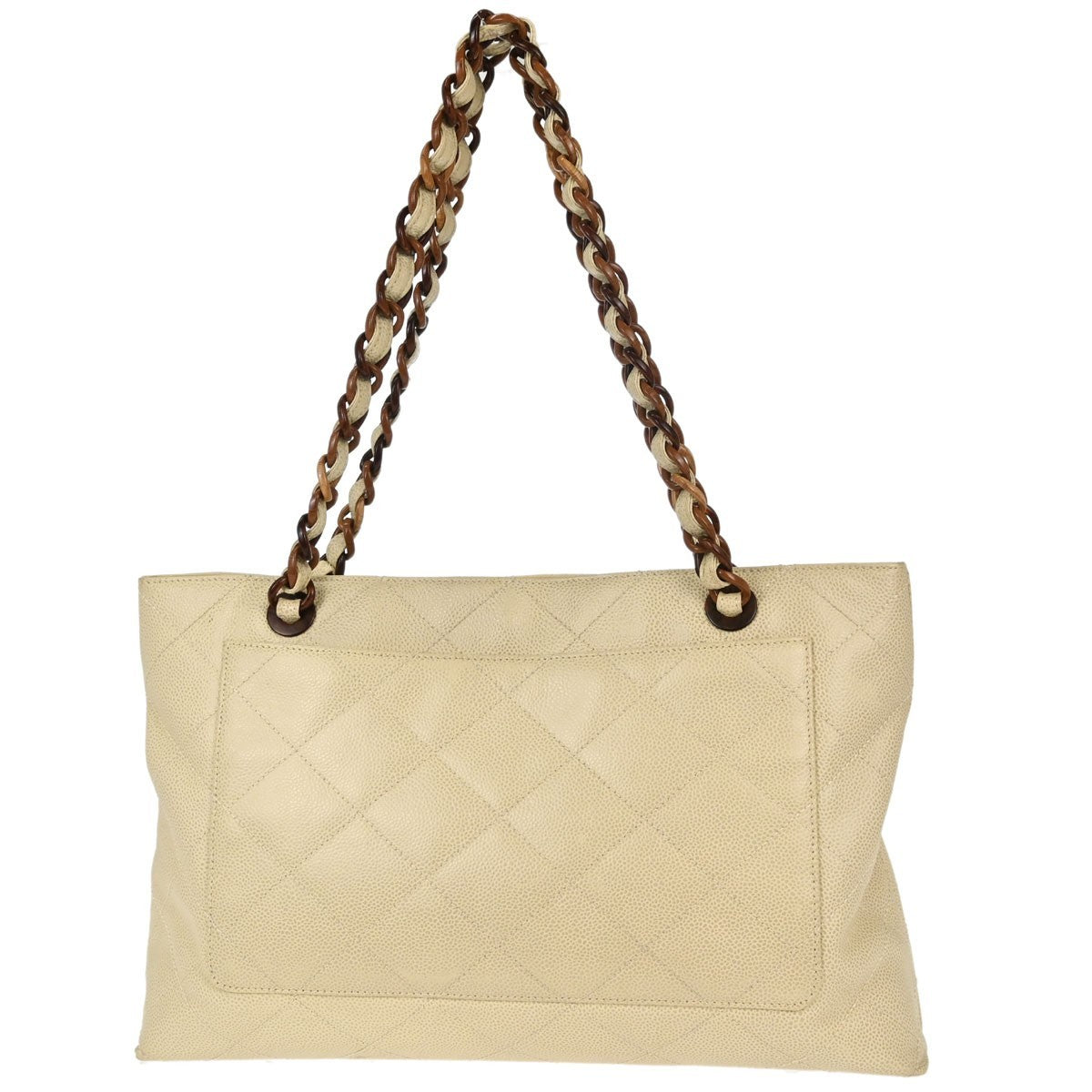 Chanel Tote in Pelle di Vitello Beige Vintage – foto 2