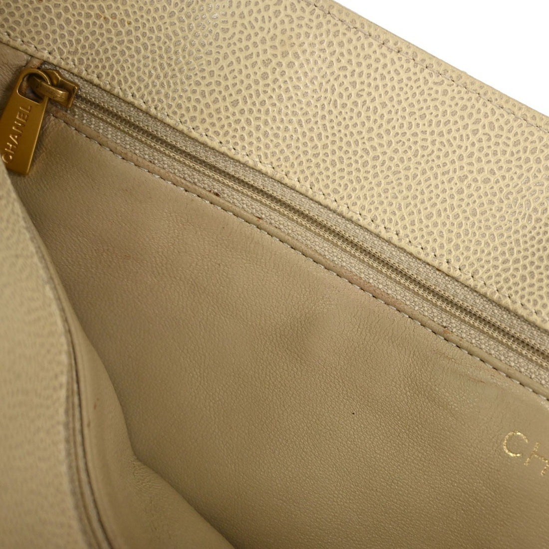 Chanel Tote in Pelle di Vitello Beige Vintage