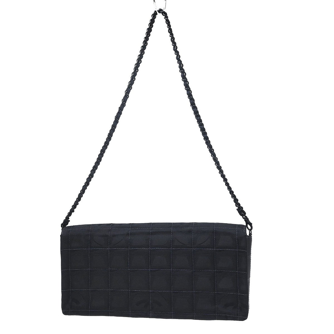 Chanel Travel Line East West a Spalla in Nylon Jacquard Nero Vintage