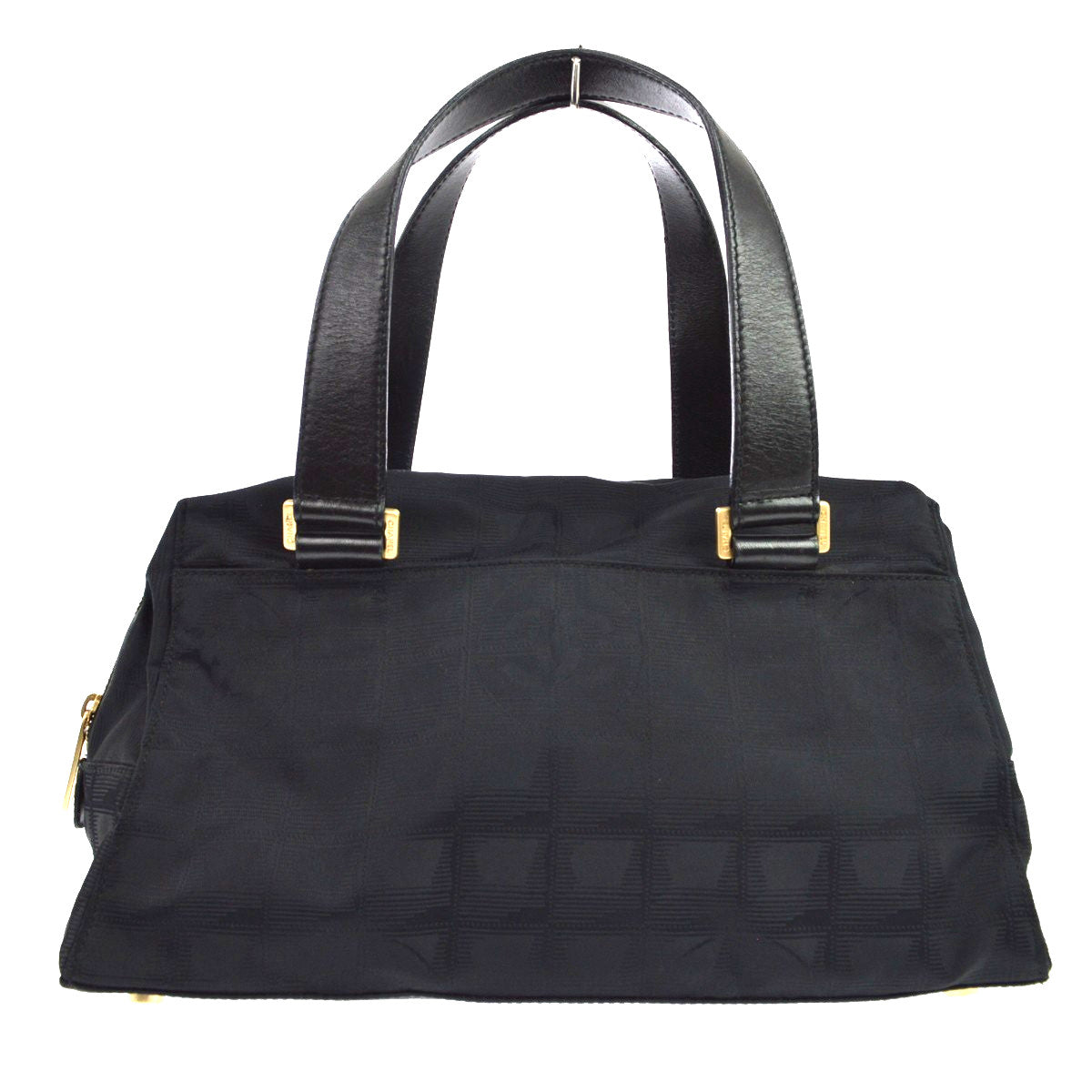 Chanel Black Jacquard Nylon Travel Line Tote Handbag Vintage