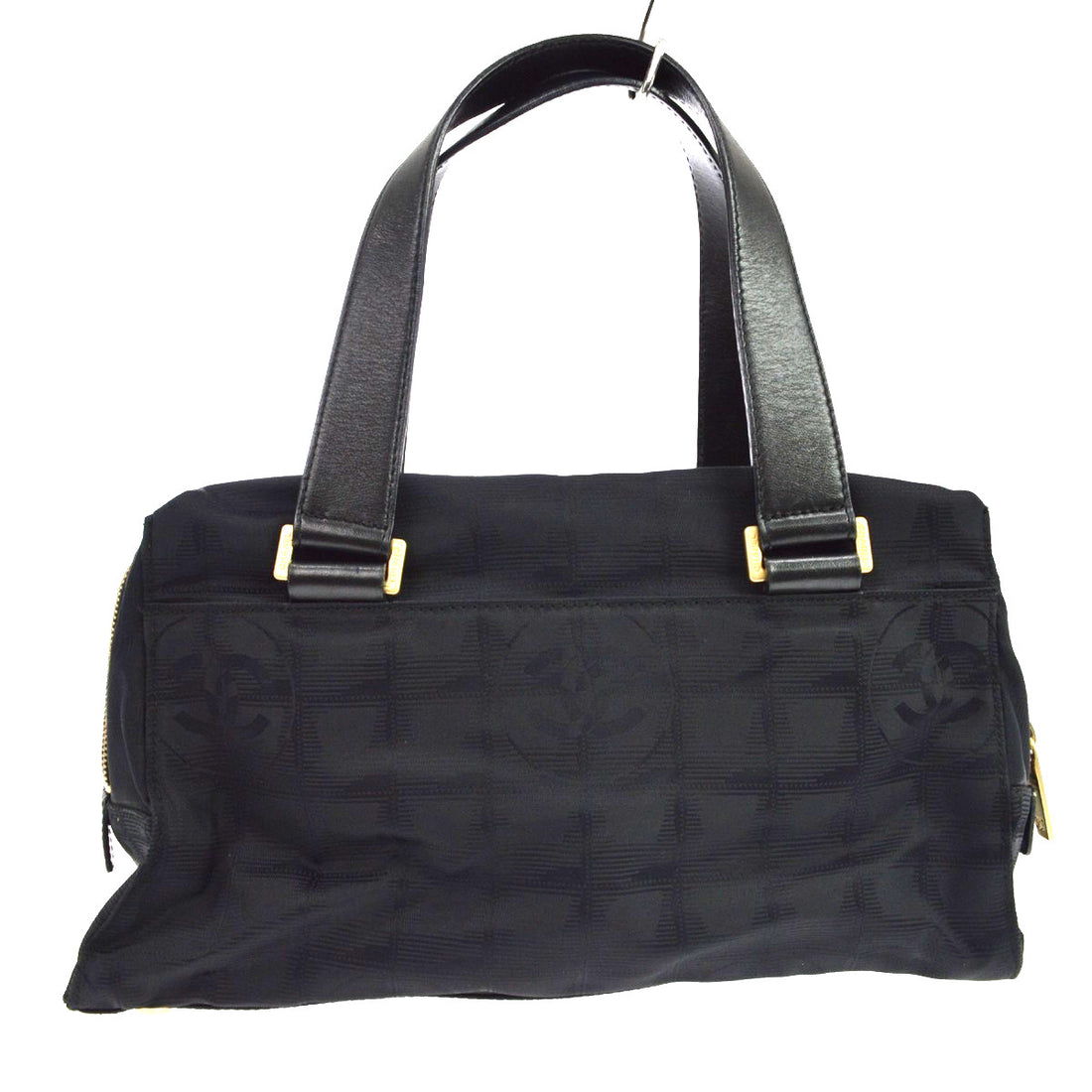 Chanel Black Jacquard Nylon Travel Line Tote Handbag Vintage