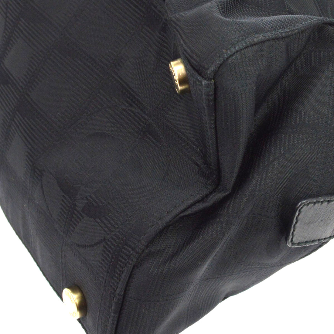 Chanel Black Jacquard Nylon Travel Line Tote Handbag Vintage