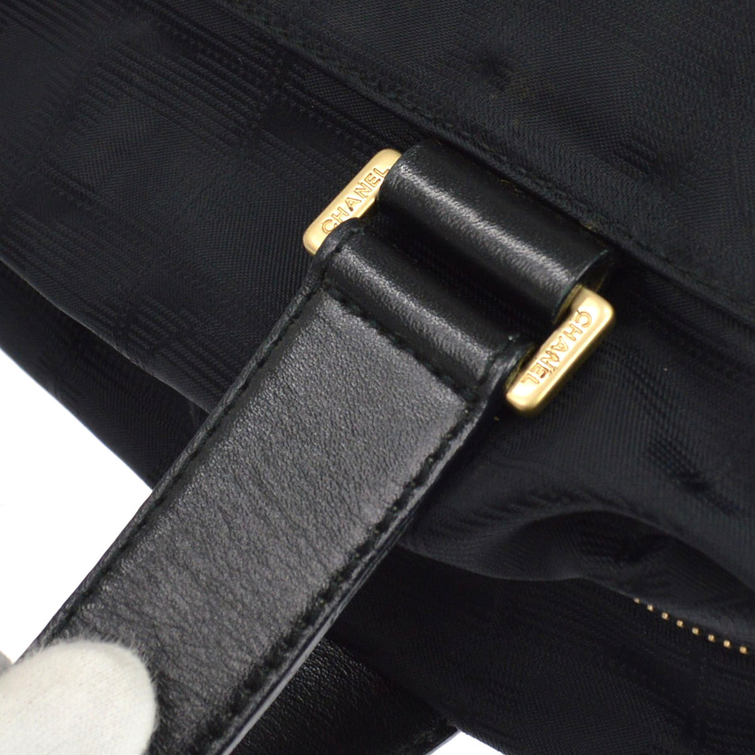Chanel Black Jacquard Nylon Travel Line Tote Handbag Vintage