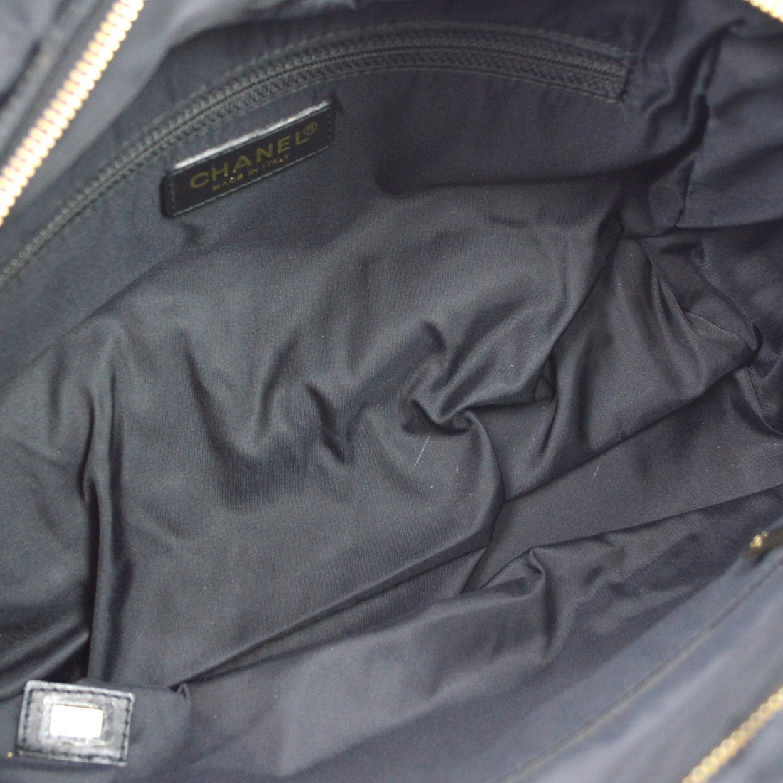 Chanel Black Jacquard Nylon Travel Line Tote Handbag Vintage