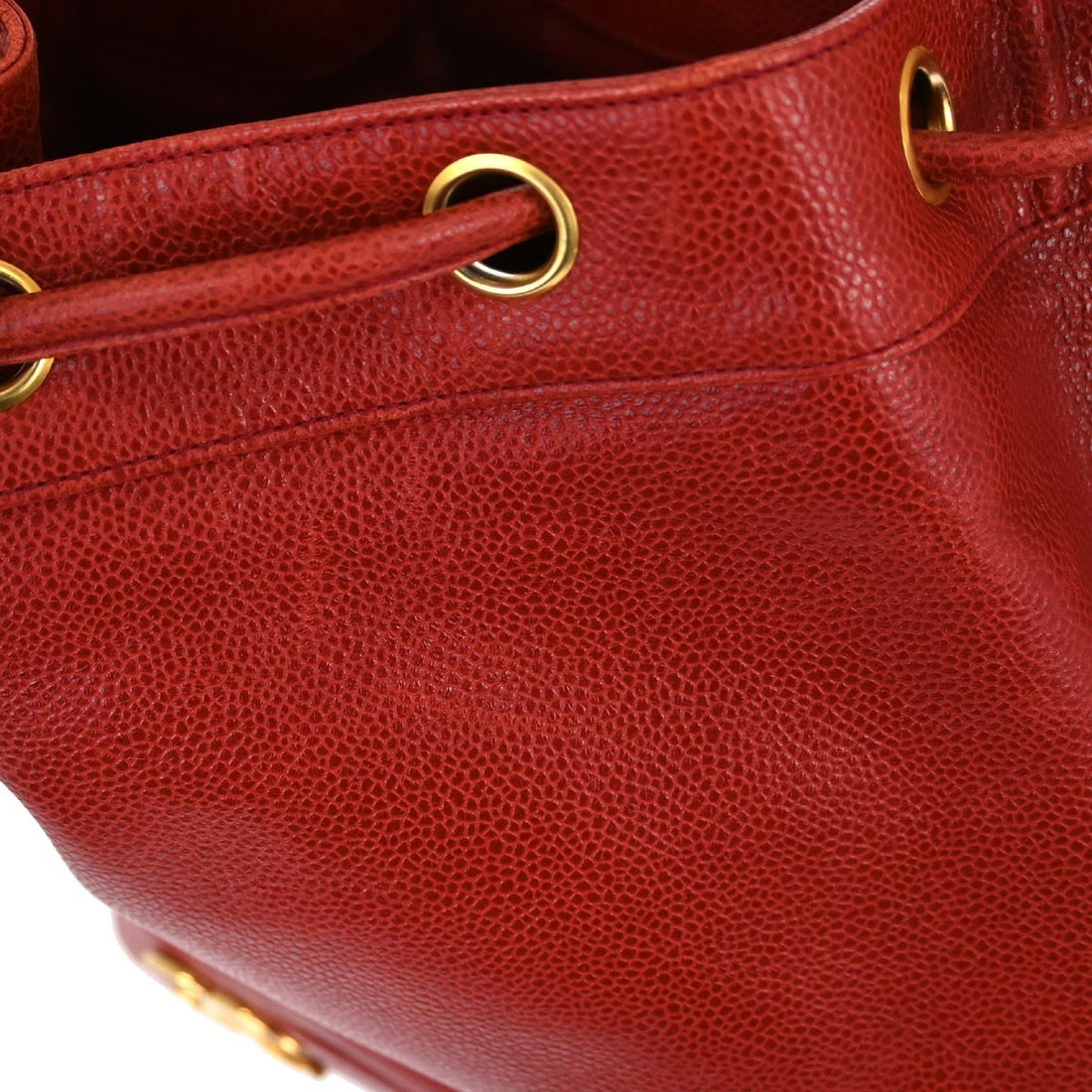 Chanel Triple CC Drawstring in Pelle Caviar Rosso Vintage