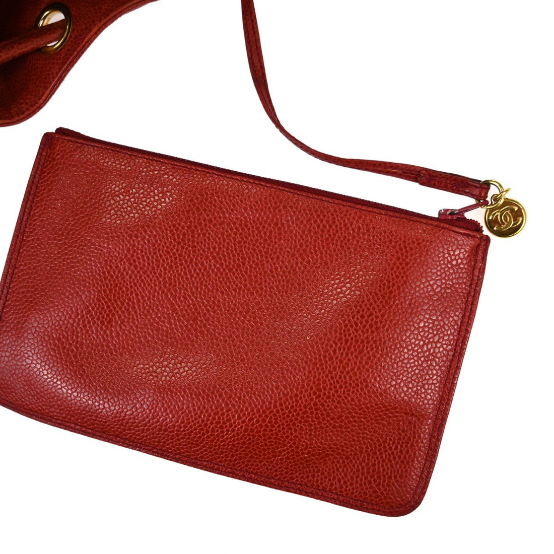 Chanel Triple CC Drawstring in Pelle Caviar Rosso Vintage
