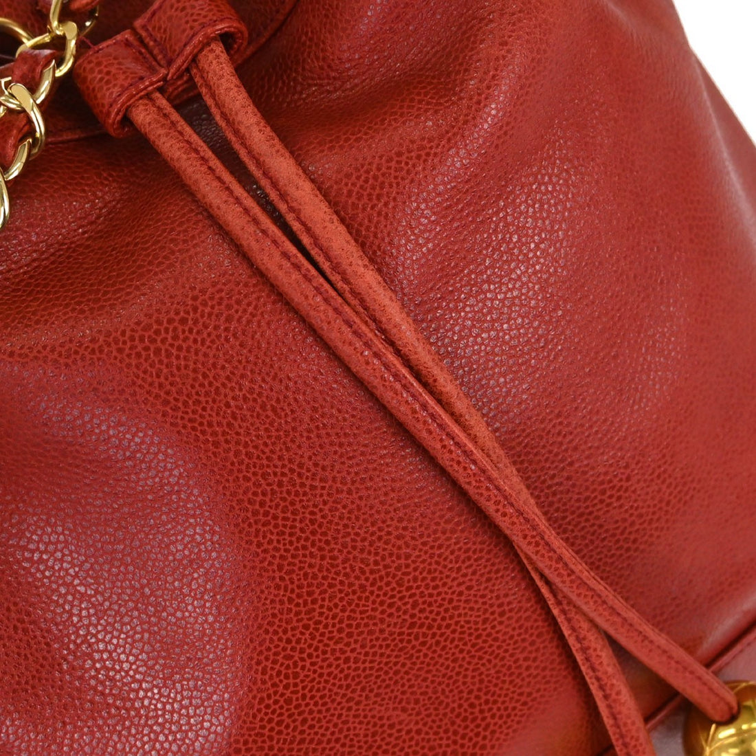 Chanel Triple CC Drawstring in Pelle Caviar Rosso Vintage