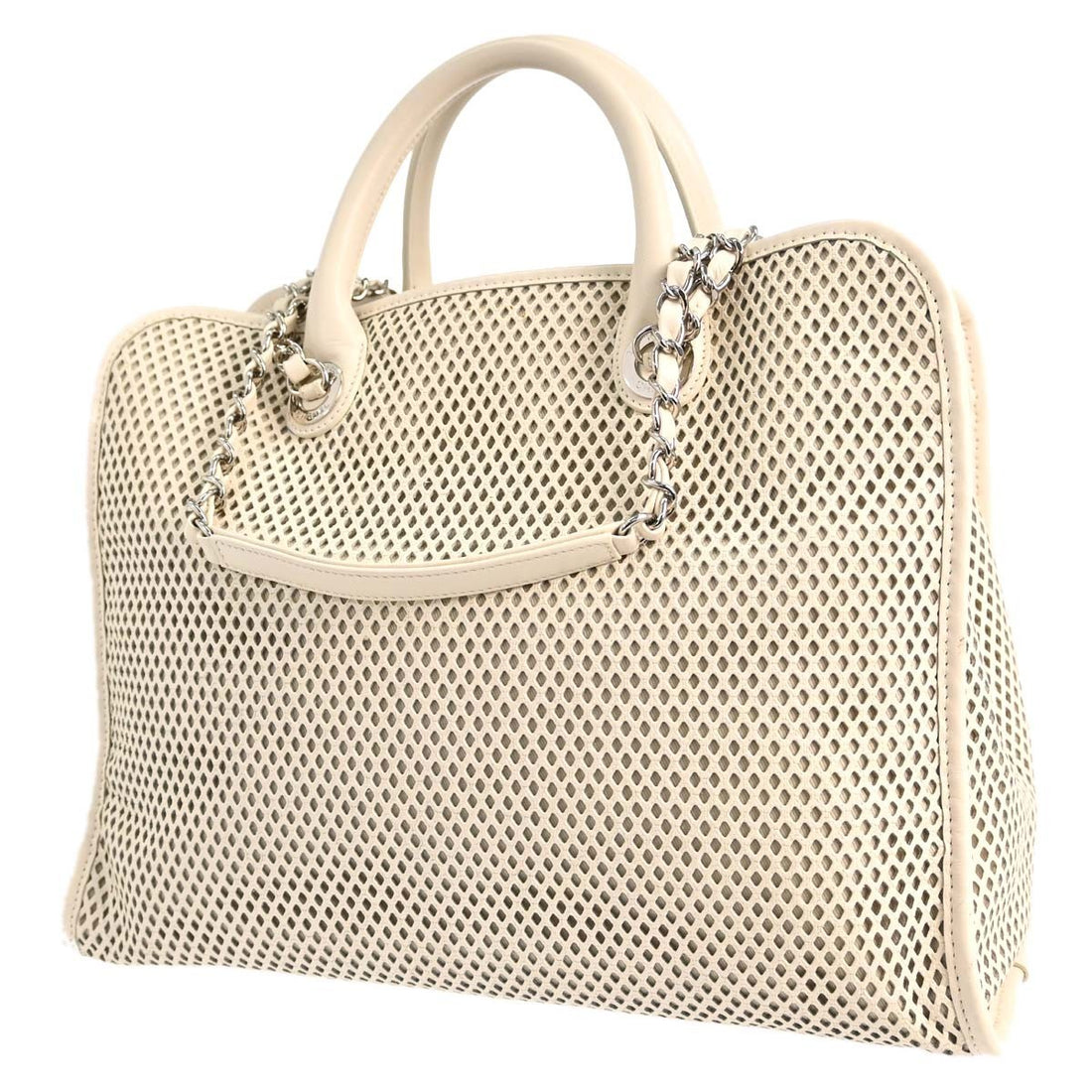 Chanel Up In The Air Tote in Pelle di Vitello Traforata Bianco Vintage