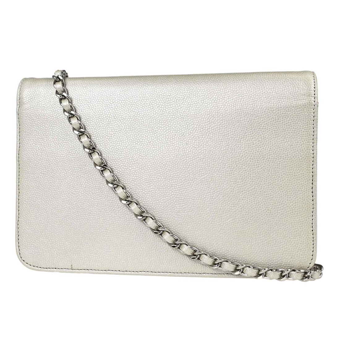 Chanel Wallet on Chain in Pelle di Vitello Bianco Metallizzato Vintage