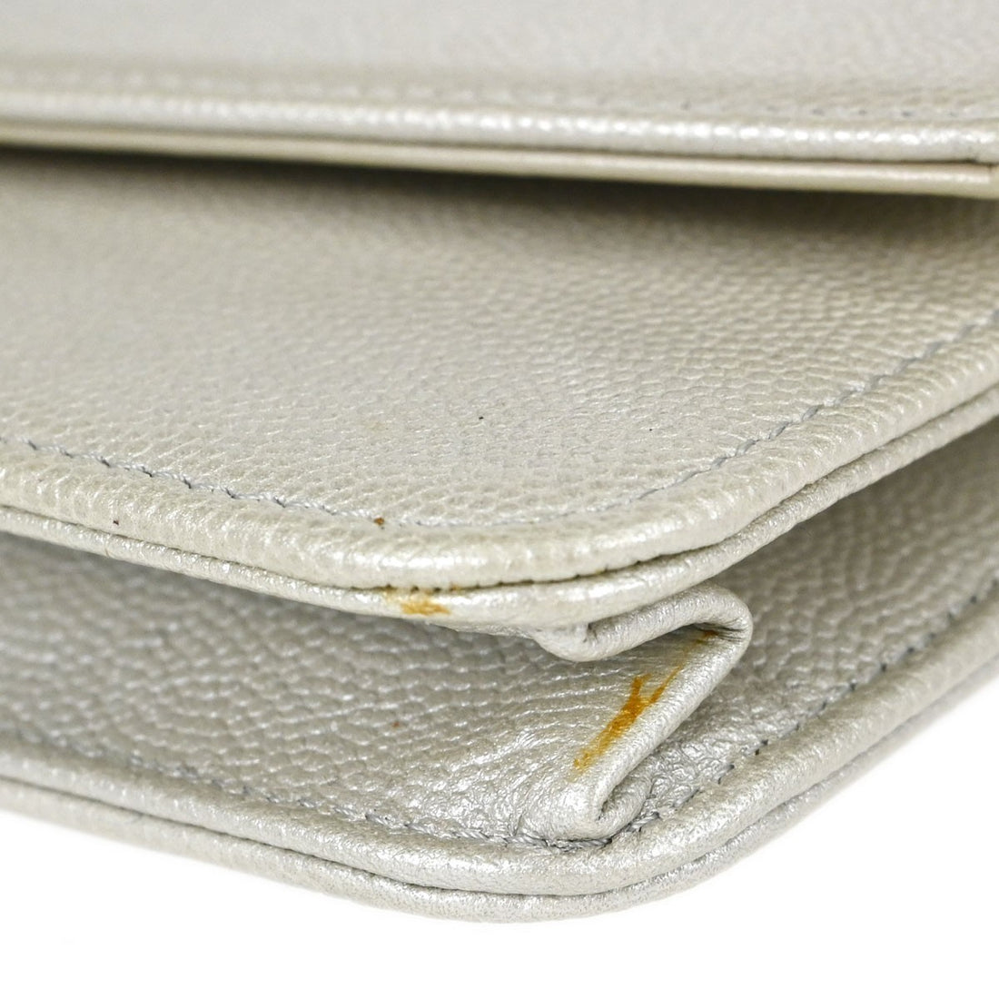 Chanel Wallet on Chain in Pelle di Vitello Bianco Metallizzato Vintage