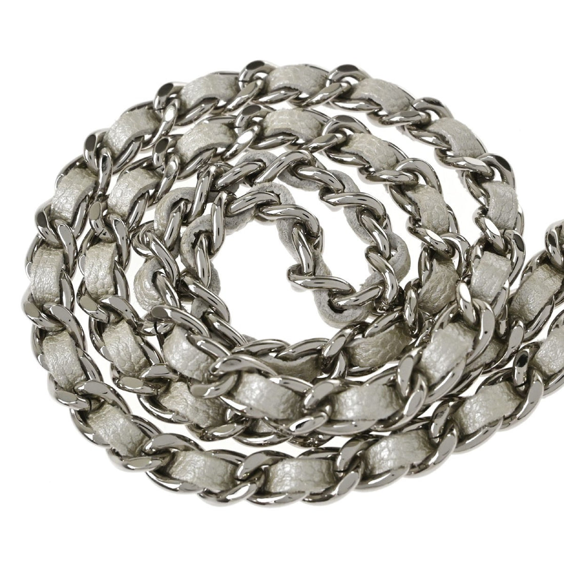 Chanel Wallet on Chain in Pelle di Vitello Bianco Metallizzato Vintage