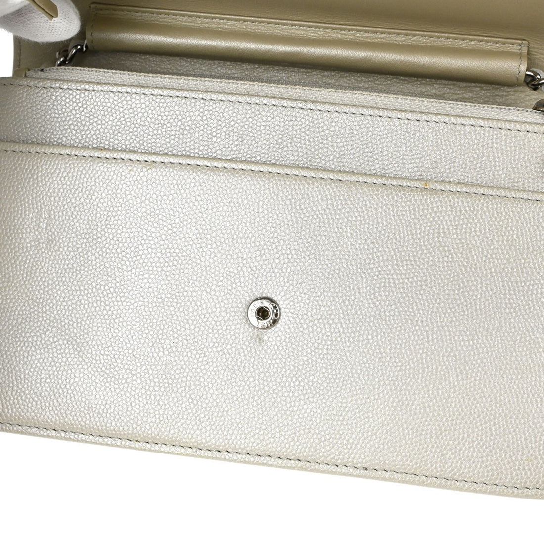 Chanel Wallet on Chain in Pelle di Vitello Bianco Metallizzato Vintage