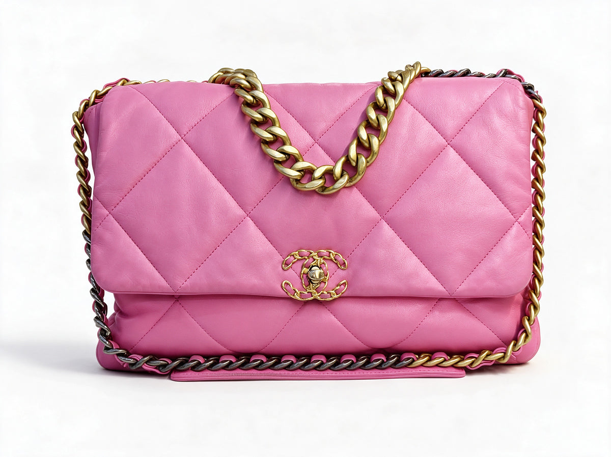 Chanel 19 in Pelle di Agnello Rosa Vintage
