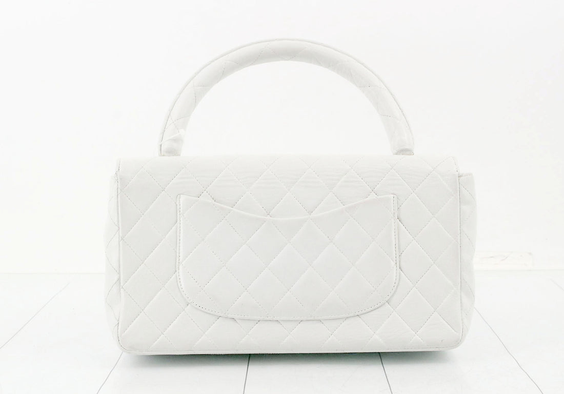 Chanel Kelly Top Handle in Pelle di Agnello Bianca Vintage