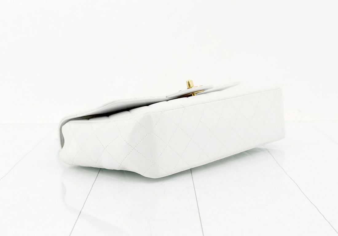 Chanel Kelly Top Handle in Pelle di Agnello Bianca Vintage