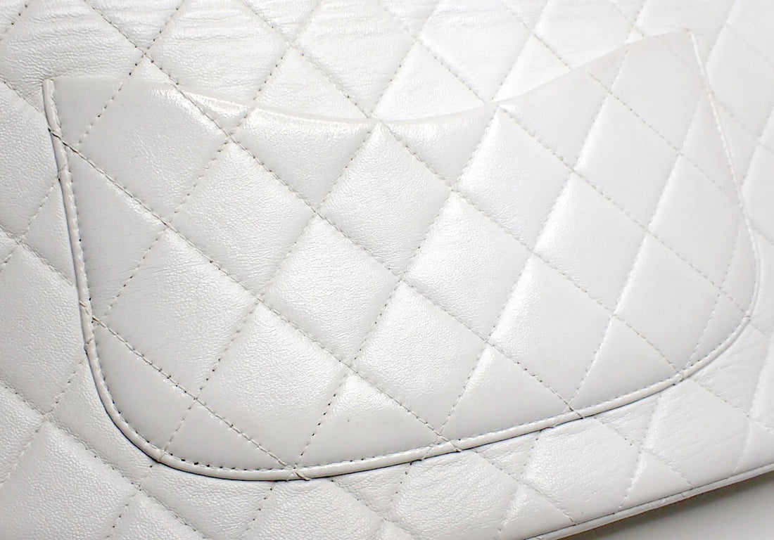 Chanel Kelly Top Handle in Pelle di Agnello Bianca Vintage